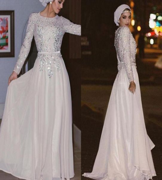 long sleeves muslim evening dresses silver sequins crystal beaded chiffon floor length shinning arabic abaya white prom dresses wi6093685, Black;red
long sleeves muslim evening dresses silver sequins crystal beaded chiffon floor length shinning arabic abaya white prom dresses wi6093685, Black;red
