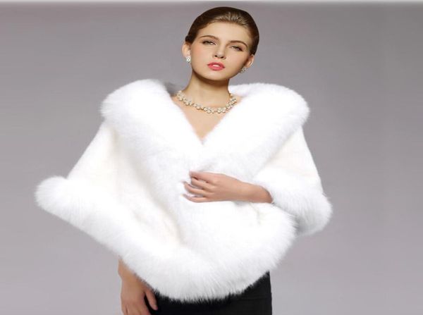 white bridal wraps winter wedding coat soft faux fur warm shawls outerwear black gary burgundy white red women jacket prom evening5861054
