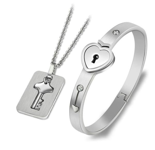 stainless steel heart lock bangle bracelet key pendant necklace fashion concentric titanium jewelry designer couple sets3888360, Silver
stainless steel heart lock bangle bracelet key pendant necklace fashion concentric titanium jewelry designer couple sets3888360, Silver