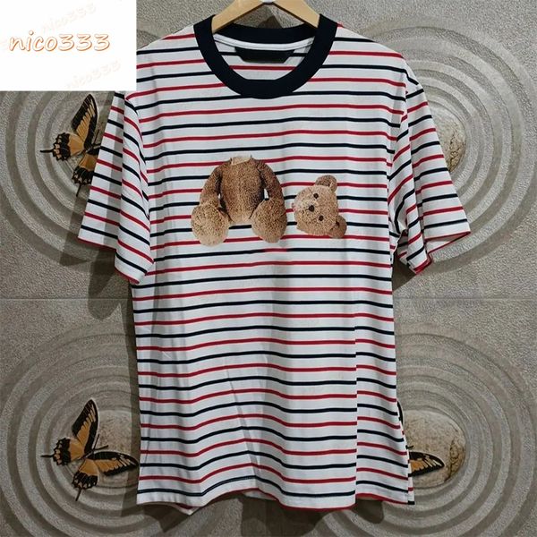 23ss new t shirt broken head bear collision color striped cotton loose round neck hundred with street men and women short sleeve, White;black
23ss new t shirt broken head bear collision color striped cotton loose round neck hundred with street men and women short sleeve, White;black