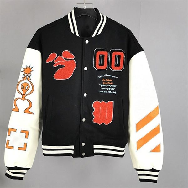 men's jackets 22ss street hip hop ow embroidered baseball uniform loose paneled jacket 230810, Black;brown
men's jackets 22ss street hip hop ow embroidered baseball uniform loose paneled jacket 230810, Black;brown