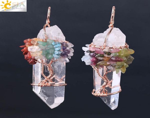csja men big gemstone pendant women natural white crystal quartz 7 chakra tree of life rose gold handmade wire wrapped necklace ch5200052, Silver
csja men big gemstone pendant women natural white crystal quartz 7 chakra tree of life rose gold handmade wire wrapped necklace ch5200052, Silver