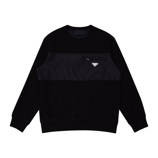 pra2023fw fall new splicing round neck social foreign trade round neck sweater, Black
pra2023fw fall new splicing round neck social foreign trade round neck sweater, Black
