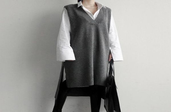 korea 2018 knitted sweater vest grey black long vest dress knit vneck thick long womens sweaters sleeveless sweater dress4776659, White;black
korea 2018 knitted sweater vest grey black long vest dress knit vneck thick long womens sweaters sleeveless sweater dress4776659, White;black