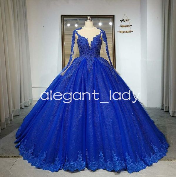 royal blue sheer neck ball gown prom dresses gillter tutu skirt lace applique illusion long sleeve evening birthday gown, Black;red
royal blue sheer neck ball gown prom dresses gillter tutu skirt lace applique illusion long sleeve evening birthday gown, Black;red