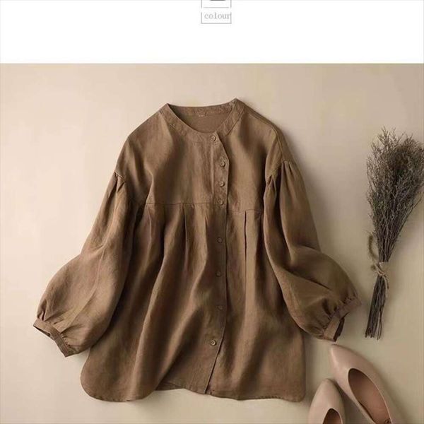 japan and womens blouses koreas style pure color lantern sleeves cotton linen shirt loose doll stylish nine point, White
japan and womens blouses koreas style pure color lantern sleeves cotton linen shirt loose doll stylish nine point, White