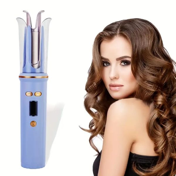 portable rechargeable automatic curler - 6 ceramic rotary curlers with temperature, time, fast heating & lcd display 
portable rechargeable automatic curler - 6 ceramic rotary curlers with temperature, time, fast heating & lcd display