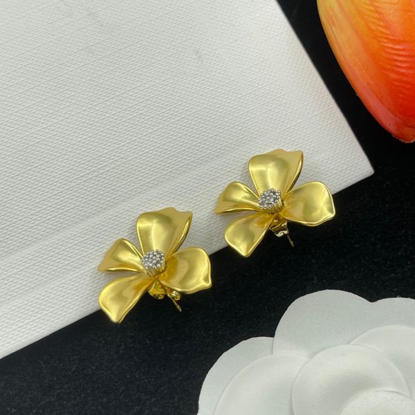 gold high polished designer earring original branded heart solid stud 316l stainless steel 18k gold rose women letter logo engrave earrings, Golden;silver