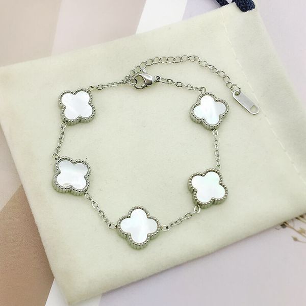 elegant design double side clover charm bracelet gold silver plated stainless steel jewelry, Golden;silver
elegant design double side clover charm bracelet gold silver plated stainless steel jewelry, Golden;silver