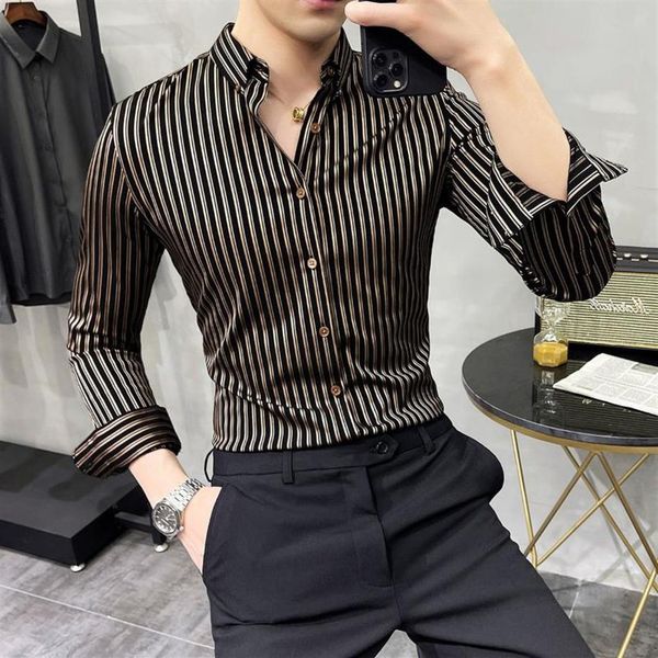 men's casual shirts luxury gold striped shirt men long sleeve slim british business formal dress camisa social ma276a, White;black
men's casual shirts luxury gold striped shirt men long sleeve slim british business formal dress camisa social ma276a, White;black