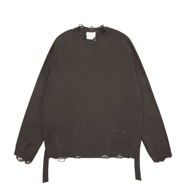 washed damaged hole round neck knit sweater for men and women pullover streetwear baggy clothes
washed damaged hole round neck knit sweater for men and women pullover streetwear baggy clothes