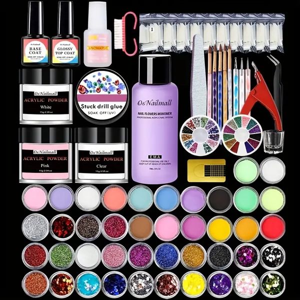 62 in 1 acrylic nail kit with 34 glitter powder and liquid set - professional acrylic nail powder french nail tips for beginners nail art di
62 in 1 acrylic nail kit with 34 glitter powder and liquid set - professional acrylic nail powder french nail tips for beginners nail art di