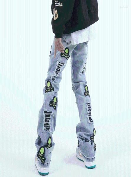 men039s jeans skull embroidery hole ripped punk gothic men pants skateboard hip hop distressed baggy denim trousers pantalon ho4851345, Blue
men039s jeans skull embroidery hole ripped punk gothic men pants skateboard hip hop distressed baggy denim trousers pantalon ho4851345, Blue