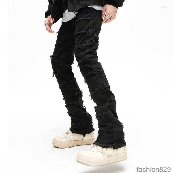 men's jeans mens retro patchwork flared pants grunge wild stacked ripped long trousers straight y2k baggy washed faded for men, Blue
men's jeans mens retro patchwork flared pants grunge wild stacked ripped long trousers straight y2k baggy washed faded for men, Blue