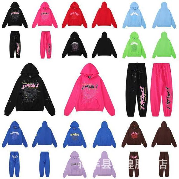 young thug same spder pink graffiti hoodie casual set, Black 
young thug same spder pink graffiti hoodie casual set, Black