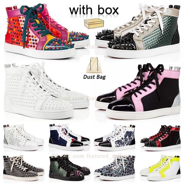 with box mens womens casual shoes red famous high spikes boots bottoms sneakers rivets black white sliver pink grey glitter flat designer ou
with box mens womens casual shoes red famous high spikes boots bottoms sneakers rivets black white sliver pink grey glitter flat designer ou