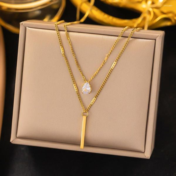 pendant necklaces double layer crystal zircon necklace for women female vintage stainless steel choker chain neck wedding jewelry gift, Silver
pendant necklaces double layer crystal zircon necklace for women female vintage stainless steel choker chain neck wedding jewelry gift, Silver
