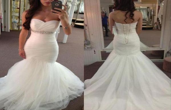elegant mermaid wedding dresses sweetheart crystals beaded lace up back sweep train bridal gowns vestido de novia6296315, White
elegant mermaid wedding dresses sweetheart crystals beaded lace up back sweep train bridal gowns vestido de novia6296315, White