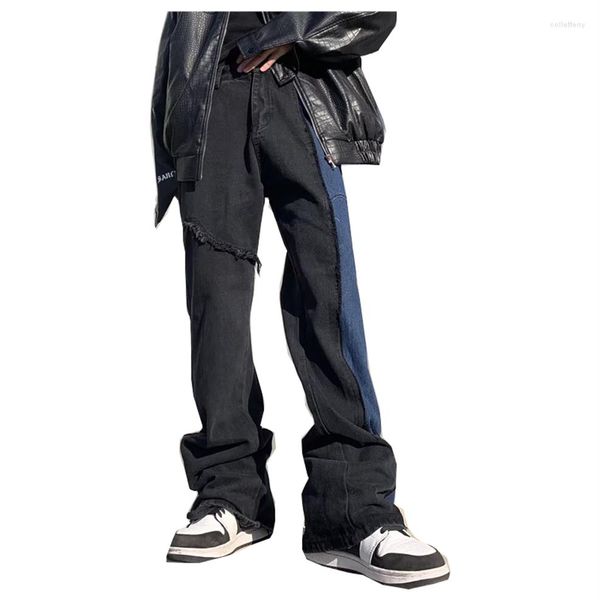men's jeans 2022 arrivals color block patchwork men baggy flare pants hip hop straight loose casual women denim trousers pant333p, Blue
men's jeans 2022 arrivals color block patchwork men baggy flare pants hip hop straight loose casual women denim trousers pant333p, Blue