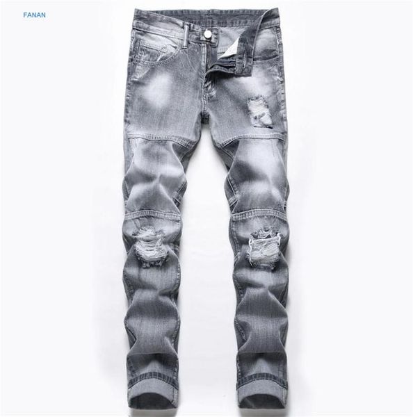 men039s jeans light grey with holes for men0123456788411951, Blue