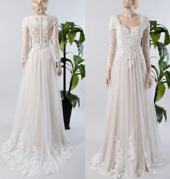 formal illusion sheer button back champagne lining inside beach bridal gown a line long sleeve lace tulle wedding dress9413547, White
formal illusion sheer button back champagne lining inside beach bridal gown a line long sleeve lace tulle wedding dress9413547, White