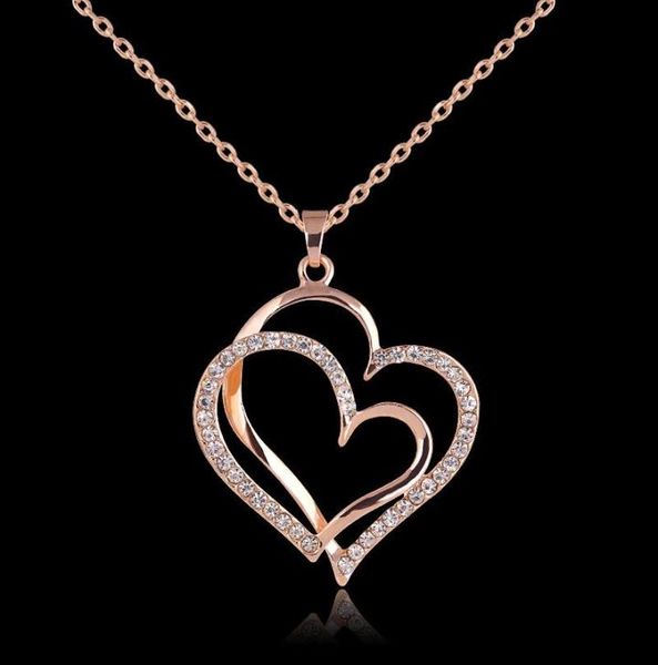 pretty crystal beautifully necklace rose gold color love necklaces wedding jewelry double heart pendant necklace5864595, Silver
pretty crystal beautifully necklace rose gold color love necklaces wedding jewelry double heart pendant necklace5864595, Silver