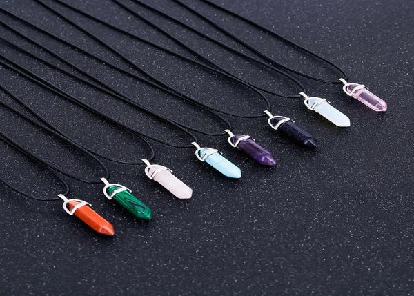 hexagonal column quartz necklaces turquoises pink crystal pendent necklace for women leather chain natural stone choker necklace4445058, Golden;silver
hexagonal column quartz necklaces turquoises pink crystal pendent necklace for women leather chain natural stone choker necklace4445058, Golden;silver