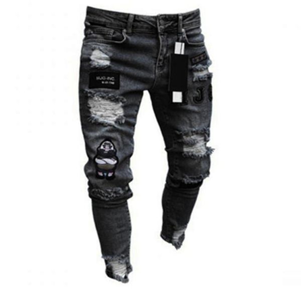 men stretchy ripped skinny biker embroidery cartoon print jeans destroyed hole slim fit denim hip hop black jeans 2203158697, Blue
men stretchy ripped skinny biker embroidery cartoon print jeans destroyed hole slim fit denim hip hop black jeans 2203158697, Blue