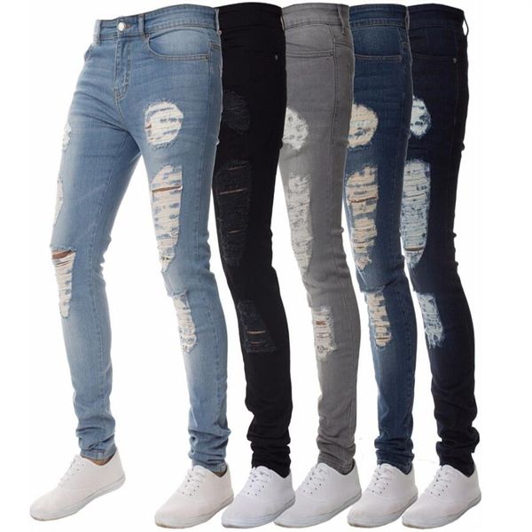 mens solid color distressed biker cool jeans fashion slim ripped washed pencil pants men jean male high street250m, Blue
mens solid color distressed biker cool jeans fashion slim ripped washed pencil pants men jean male high street250m, Blue