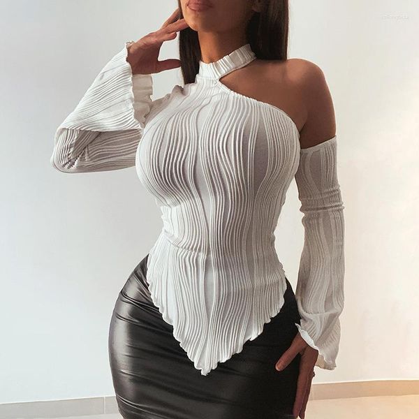 women's t shirts autumn women off one shoulder texture irregular slim fitting long sleeve cut-cut party lady elegant shirt, White
women's t shirts autumn women off one shoulder texture irregular slim fitting long sleeve cut-cut party lady elegant shirt, White