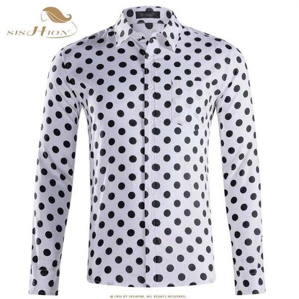 sishion autumn casual mens polka dots shirts long sleeve cotton men qy0339 black white plus size single bressted shirt men232u, White;black
sishion autumn casual mens polka dots shirts long sleeve cotton men qy0339 black white plus size single bressted shirt men232u, White;black
