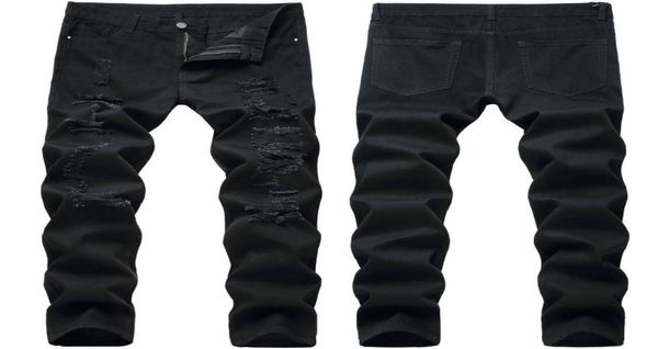 men high street ripped jeans black trendy men pants012341353920, Blue