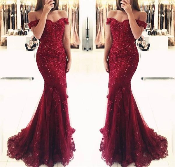 wine red burgundy prom dress lace mermaid appliques offtheshoulder evening dresses 2019 vestido de festa beaded sequins long pro8952801, Black
wine red burgundy prom dress lace mermaid appliques offtheshoulder evening dresses 2019 vestido de festa beaded sequins long pro8952801, Black