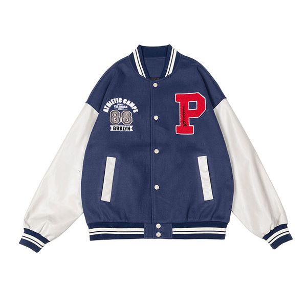 mens jackets baseball uniform leather jacket embroidered letter p woven small fresh campus style street item spring and autumn 230810, Black;brown
mens jackets baseball uniform leather jacket embroidered letter p woven small fresh campus style street item spring and autumn 230810, Black;brown