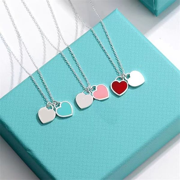 luxury brand necklace 18k gold 925silver multiple colors double heart shaped designer jewelry fashion classic pendant necklaces for ladies p, Silver
luxury brand necklace 18k gold 925silver multiple colors double heart shaped designer jewelry fashion classic pendant necklaces for ladies p, Silver