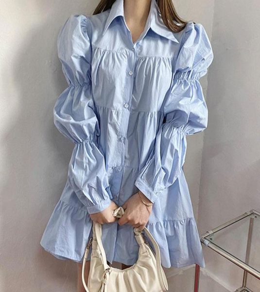 casual dresses neploe korean chic shirt dress women pleated puff sleeve turn down collar vestidos sweet loose single breasted mini2381817, Black;gray
casual dresses neploe korean chic shirt dress women pleated puff sleeve turn down collar vestidos sweet loose single breasted mini2381817, Black;gray