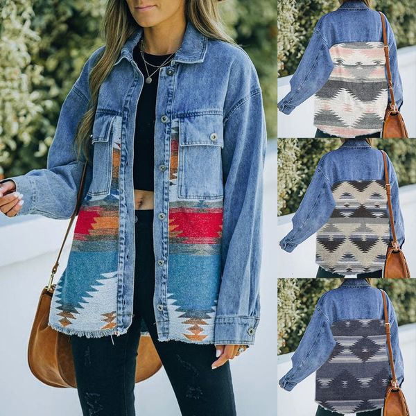 womens jackets fallwinter women long sleeve denim jacket fashion aztec geometric pattern loose jeans coat street casual female clothing 2308, Black;brown
womens jackets fallwinter women long sleeve denim jacket fashion aztec geometric pattern loose jeans coat street casual female clothing 2308, Black;brown