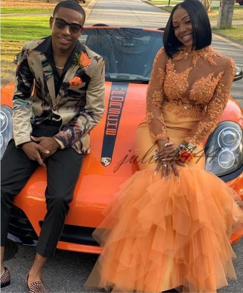 african 2019 orange mermaid prom dresses ruched skirts appliques sheer long sleeves plunging high neck evening gowns reception dre4574294, Black
african 2019 orange mermaid prom dresses ruched skirts appliques sheer long sleeves plunging high neck evening gowns reception dre4574294, Black