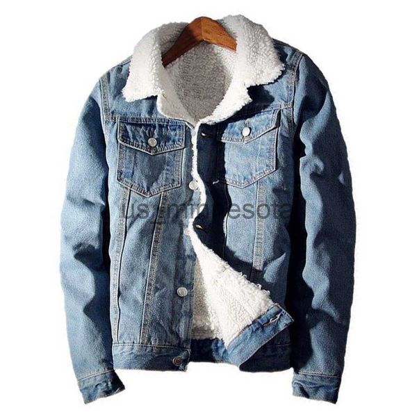 men's jackets men's winter warm berber fleece denim jacket slim fit thicken coat outerwear black blue j230811, Black;brown