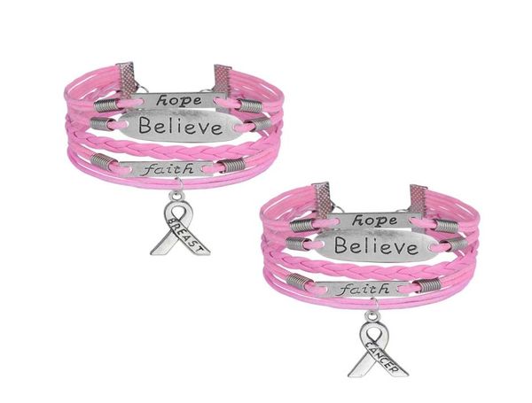 leather rope wrap cancer awareness bracelet believe faith hope breast charms retro personality handmade jewelery for women girls g6304320, Golden;silver
leather rope wrap cancer awareness bracelet believe faith hope breast charms retro personality handmade jewelery for women girls g6304320, Golden;silver