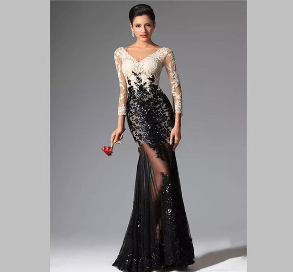 sheer lace evening dresses black and white mermaid long sleeves evening prom dresses v neck sequins appliqued lace prom gowns4674794, Black;red
sheer lace evening dresses black and white mermaid long sleeves evening prom dresses v neck sequins appliqued lace prom gowns4674794, Black;red