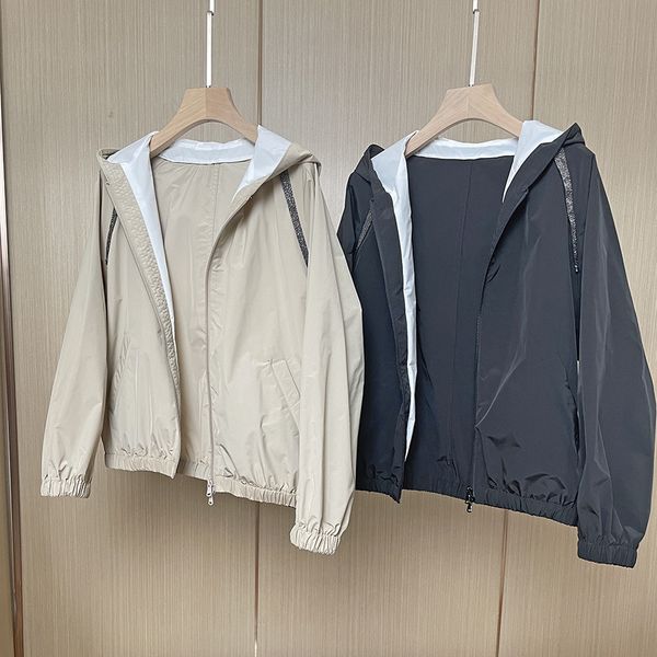 womens jackets jacket women exquisite low profile metal bead chain hooded waterproof cropped windbreaker coat ladies 230810, Black;brown
womens jackets jacket women exquisite low profile metal bead chain hooded waterproof cropped windbreaker coat ladies 230810, Black;brown
