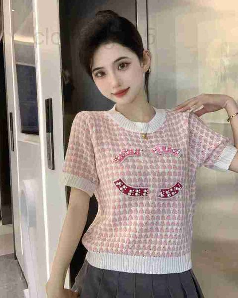 women's knits & tees designer 2023 summer new heavy industry thousand bird checker sweet knitted round neck short sleeve letter beaded, White
women's knits & tees designer 2023 summer new heavy industry thousand bird checker sweet knitted round neck short sleeve letter beaded, White