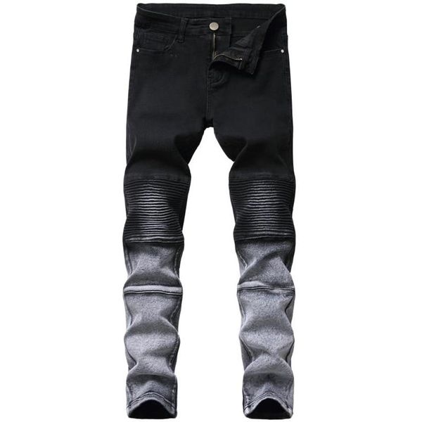 men's jeans men stretch slim black small feet trend brand high-quality pleated motorcycle pants313r, Blue
men's jeans men stretch slim black small feet trend brand high-quality pleated motorcycle pants313r, Blue