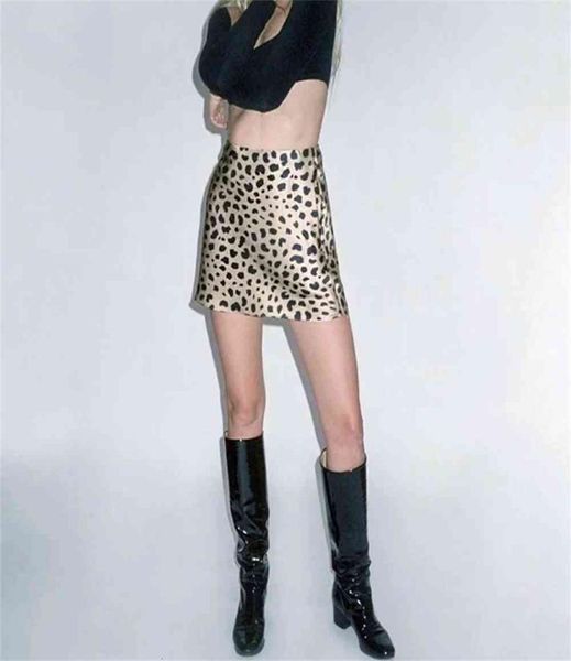 women bias in leopard print mini satin slip skirt0123459787735, Black