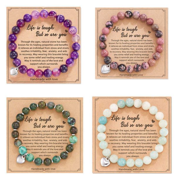 beaded bracelet with heart charm purple agate rhodochrosite amazonite african turquoise, Black
beaded bracelet with heart charm purple agate rhodochrosite amazonite african turquoise, Black