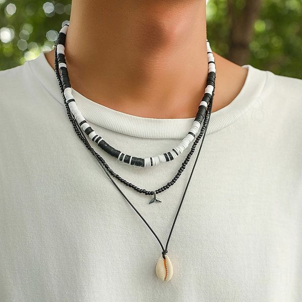 polymer clay and small seed beads chain with shell pendant necklace men layered separable chain on neck accessories male jewelry, Silver
polymer clay and small seed beads chain with shell pendant necklace men layered separable chain on neck accessories male jewelry, Silver