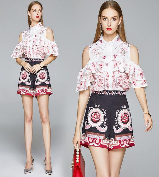 summer runway 2pcs women ladies sets vintage floral print collar short sleeve ruffled shirt blouse shorts tracksuits outfits9116786, White
summer runway 2pcs women ladies sets vintage floral print collar short sleeve ruffled shirt blouse shorts tracksuits outfits9116786, White