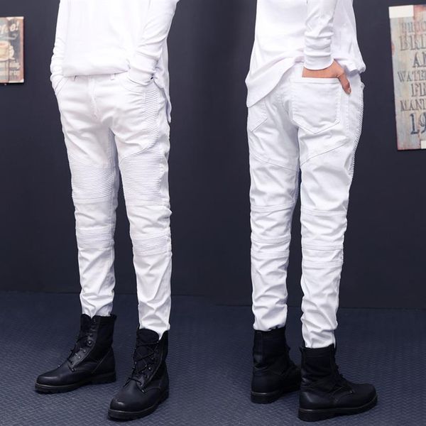 mens stretch cotton hip hop white black skinny biker jeans pleated on the knee 5 colors plus size28-38 m230185o, Blue
mens stretch cotton hip hop white black skinny biker jeans pleated on the knee 5 colors plus size28-38 m230185o, Blue