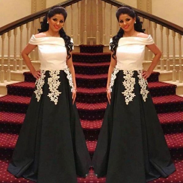 saudi arabic black white prom dresses off the shoulder lace appliques evening gowns satin a line formal party dress custom made4380707
saudi arabic black white prom dresses off the shoulder lace appliques evening gowns satin a line formal party dress custom made4380707